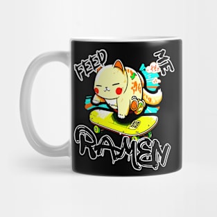 Feed Me Ramen Skateboard Cat Mug